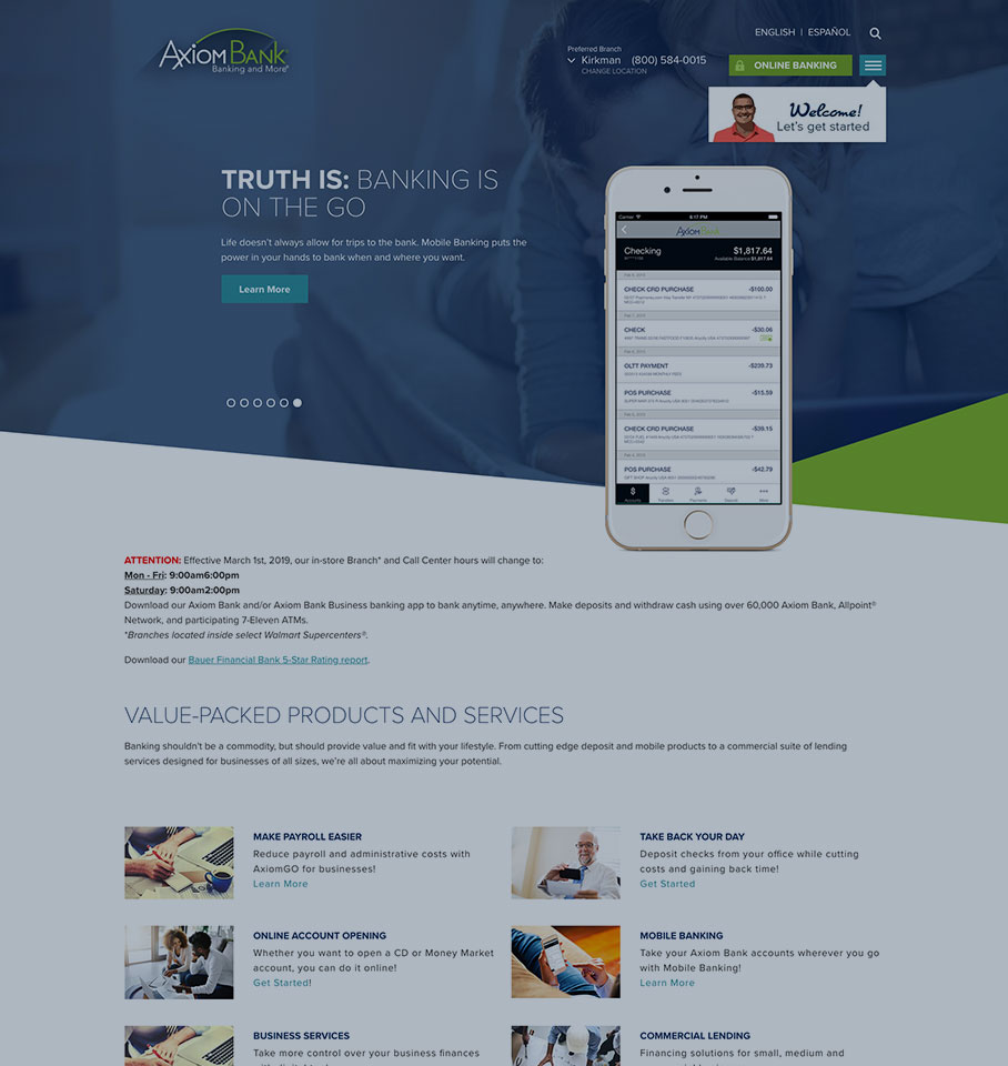 Axiom Bank Website