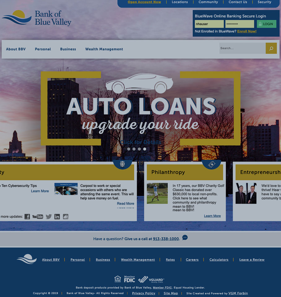 Bank of Blue Valley Website